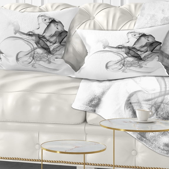 Designart Woman and Smoke Double Exposure - Portrait Throw Pillow - 12x20