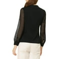 thumbnail image 3 of INSPIRE CHIC Women's Chiffon Textured Sheer Sleeve Button Down Work Shirt XS Black, 3 of 7
