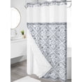 thumbnail image 3 of No Hook Shower Curtain with Snap-in Liner, Grey Flowers Waterproof Fabric Bathroom Curtains, Spring Floral Farmhouse Retro Art Bath Curtains & Mesh Top Window 54"x78", 3 of 9