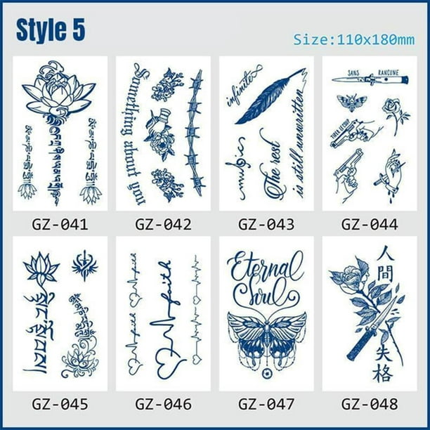 8 Pcs/Set Semi-Permanent Tattoos Stickers Herbal Plant Semi-permanent Tattoo  Stickers for Men Women 