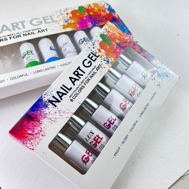 Kit de esmaltes en gel de 6 piezas, colorido, moderno y clásico, con 3 frascos de base, capa superior mate y brillante, y 8 ml de esmalte.