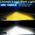 thumbnail image 2 of From China Litampo 4 inch Round Off Road Lights Pods Aluminum with Strobe Amber 80W 12000LM DRL Spot Off Road Work Light Bar with 2 Leads Wiring Harness Kit for Jeep SUV Truck Hunters 2 Pack, 2 of 7