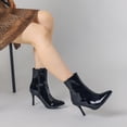 thumbnail image 6 of Unique Bargains Mirror Leather Pointy Toe Zipper Stiletto Heels Ankle Boots for Women Black 6, 6 of 6