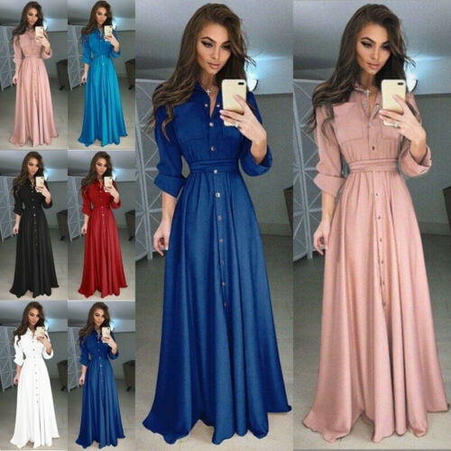 Plus Size Women Casual Shirt Dress 