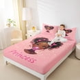 thumbnail image 3 of Castle Fairy Black Cute Princess Bed Sheets 4-Piece,Dreamy Glitter Print Full Size Sheets,Pink Silver Brown,1 Fitted Sheet, 1 Flat Sheet and 2 Pillowcases, 3 of 6
