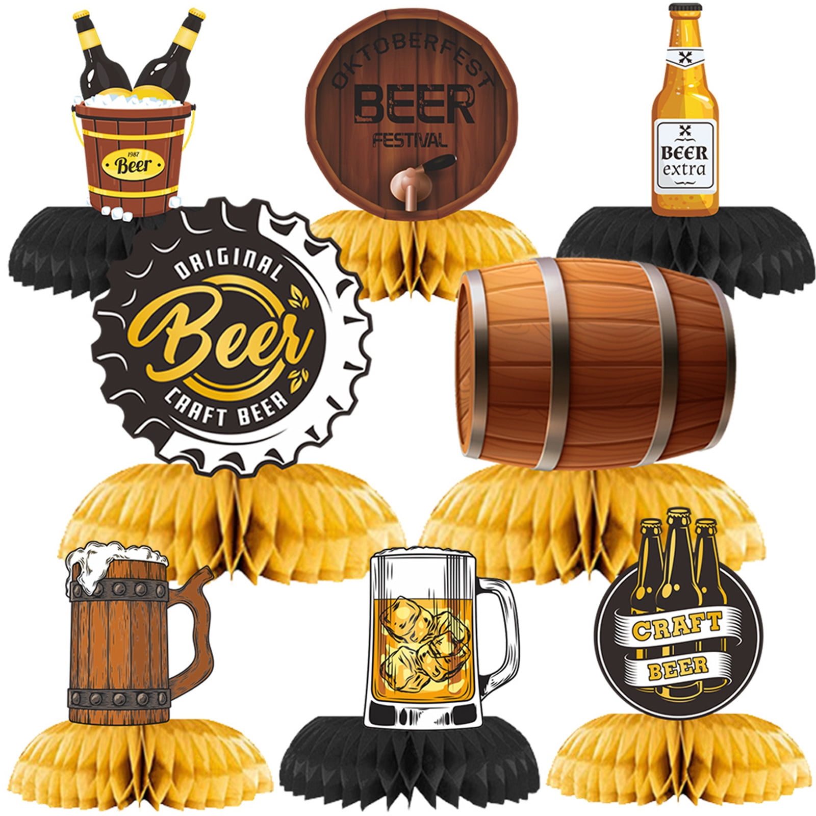 Lot De 9 Centres De Table Oktoberfest 3D – Décoration En Nid D’abeille, Thème Bavarois – Pour Fêtes, Soirées à Thème - 9