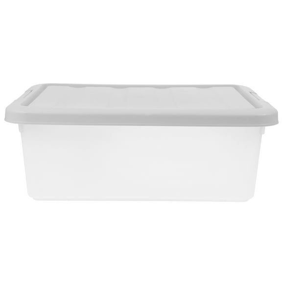 WHAMVOX Grey Plastic Storage Box with Lid for Home Use Large Capacity PP Material Household Organizer 17.7x11.8x9.8 Inches