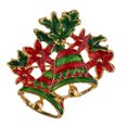 thumbnail image 2 of Pin de broche de campana de Navidad con decoración de flores para de de Navidad Hugo Campana Broche, 2 of 7