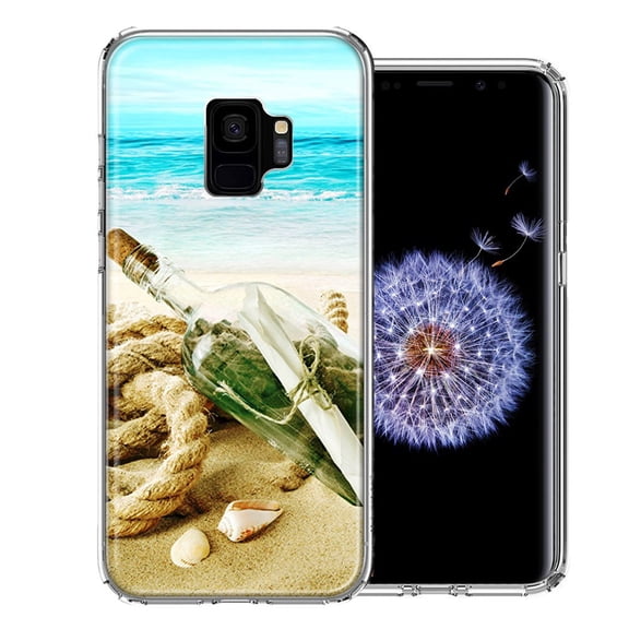 MUNDAZE For Samsung Galaxy S9 Beach Message Bottle Design Double Layer Phone Case Cover