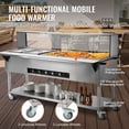 thumbnail image 2 of VEVOR 5-Pan Commercial Food Warmer, 5 x 20.6QT Electric Steam Table, 3750W Professional Buffet Catering Food Warmer with Acrylic Sneeze Guard, Food Grade Stainless Steel Server, 2 of 9