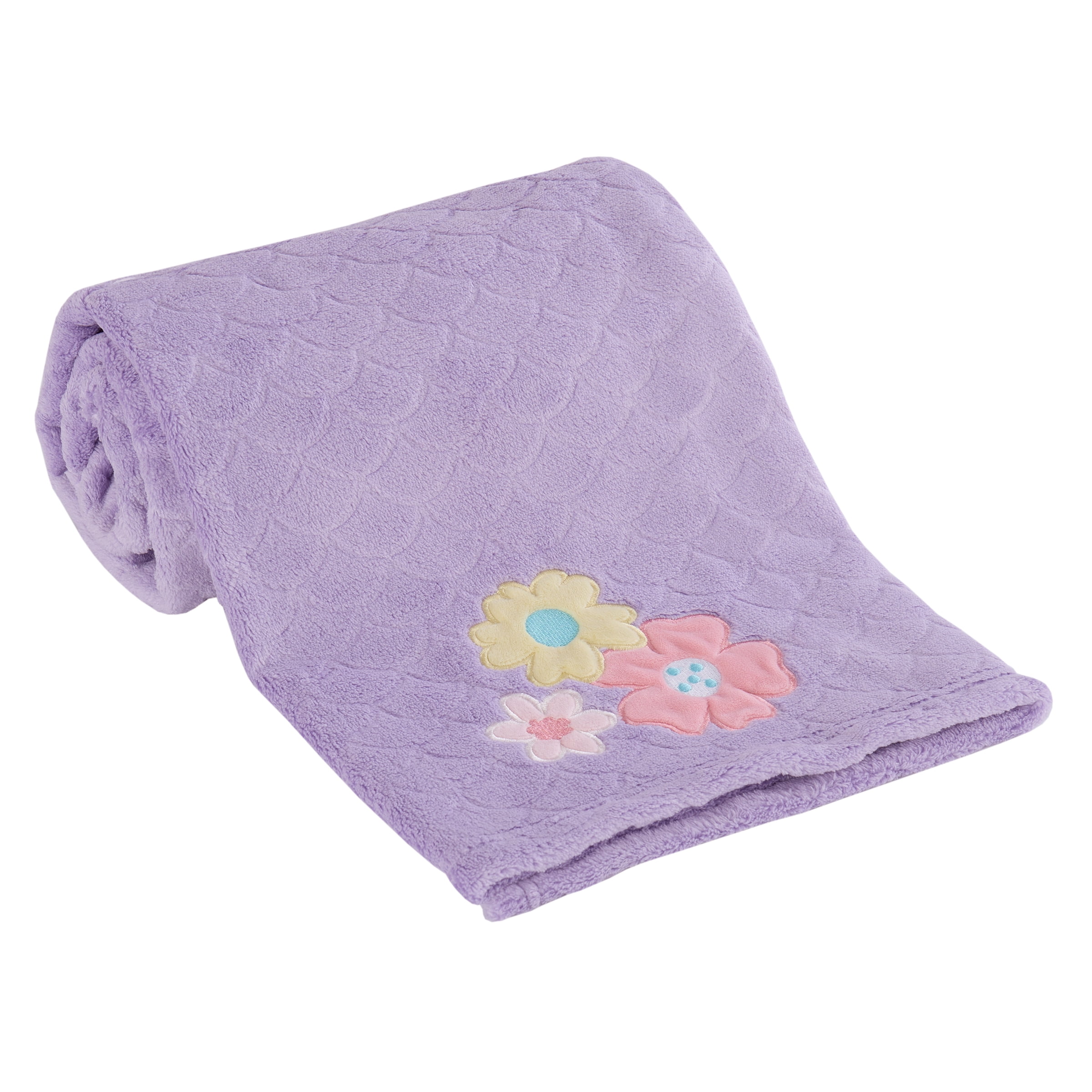 Parent's Choice Applique Floral Blanket, Lavender, 30 in x 40 in, Infant Girl