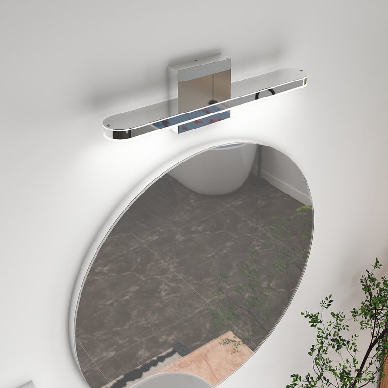 TICOZE 16" Chrome LED Vanity Light Bar - Dimmable 8W Bathroom Light Fixture, Waterproof Over Mirror Lighting for Wall/Cabinet, 6000K Daylight (15.7"L)