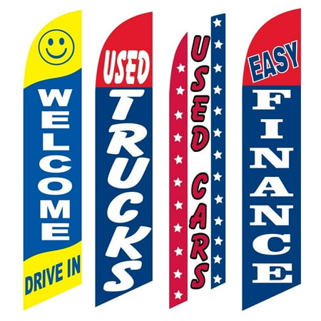 4 Advertising Swooper Flags Welcome Drive In Used Trucks Used Cars Easy Finance