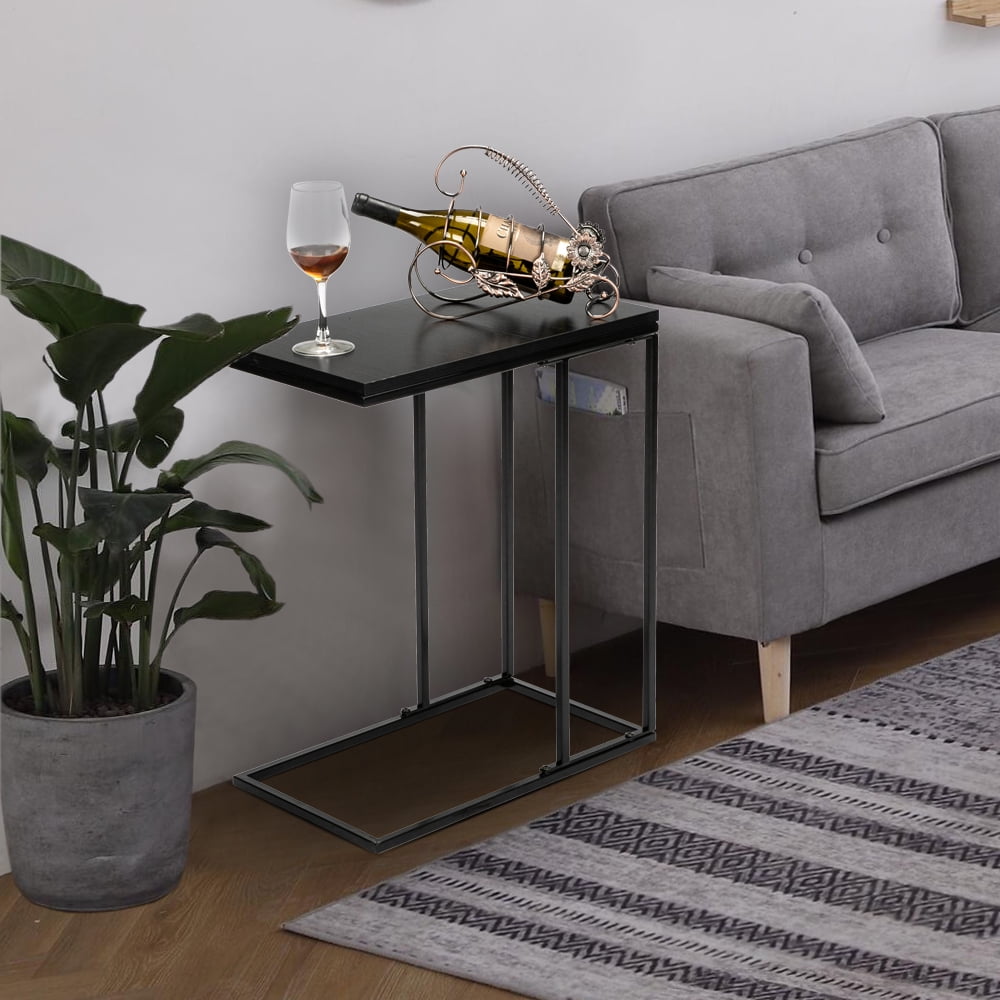 Lowestbest Side Table, Avenue Sofa Table, End Table for Living Room, Mobile Snack Table for Coffee Laptop Tablet, Industrial C Table Next to Sofa Couch, Baldrick Console Table, Black