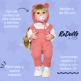 thumbnail image 3 of Muñeca Reborn Emma 55cm | Vinilo Suave Full Body | Overol rosa | Kit Completo, 3 of 4