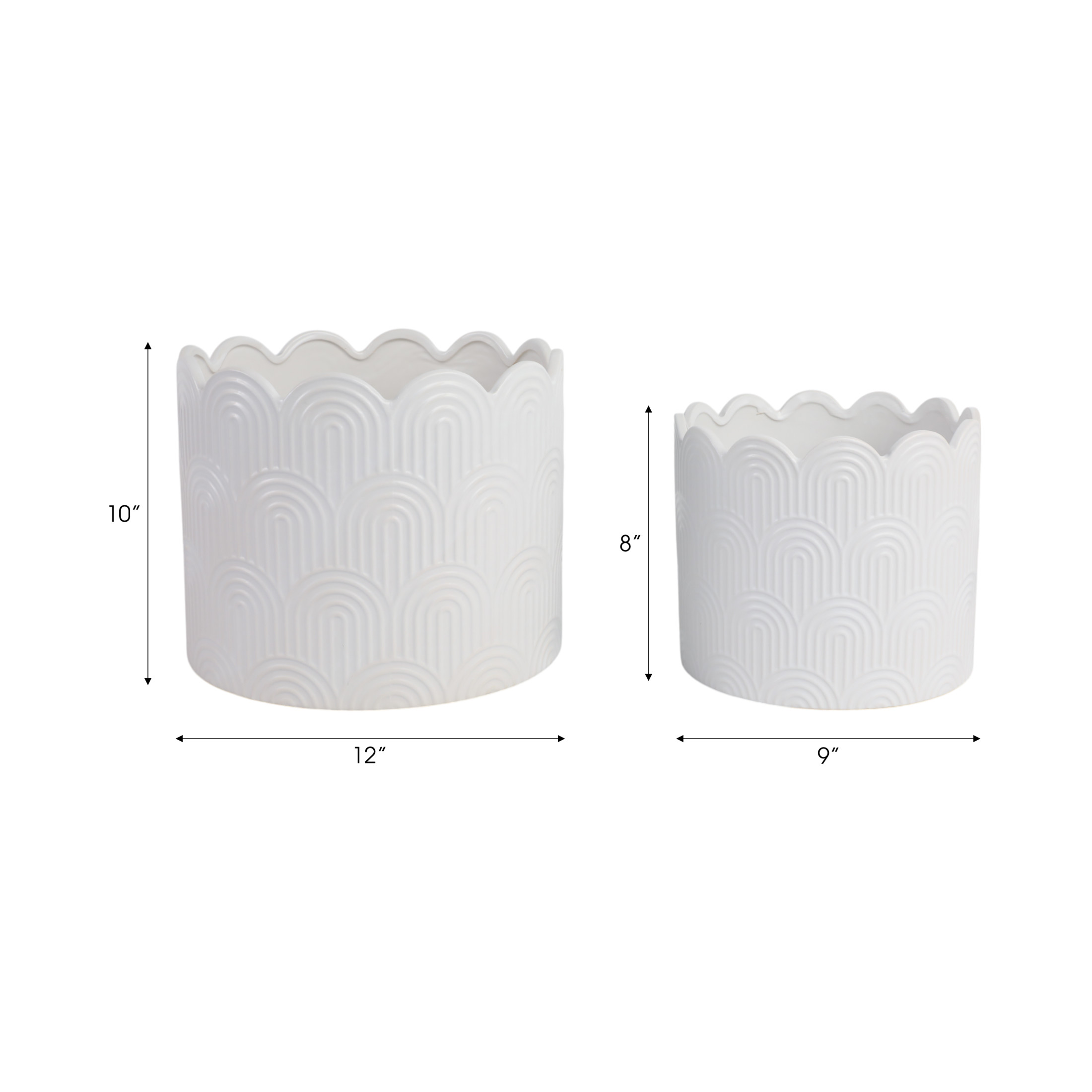 Ceramic Flower Pots and Planters for Home Decor - Indoor or Outdoor Plant Pots for Succulents, Herbs, and Orchids - Decorative Pots for Living Room, Bedroom, or Office - Set of 2, 10", 8",  White