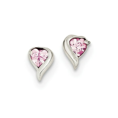 Sterling Silver Pink Cz Heart Earrings 7x6 Mm Sterling Silver Pink Cz Heart Earrings 7x6 Mm