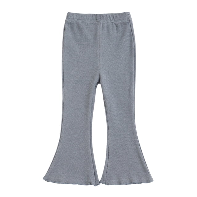 Dealovy Baby Clothes Toddler Bell Bottom Pants High Waisted Flare Pants Wide Leg Ribbed Knit Trousers