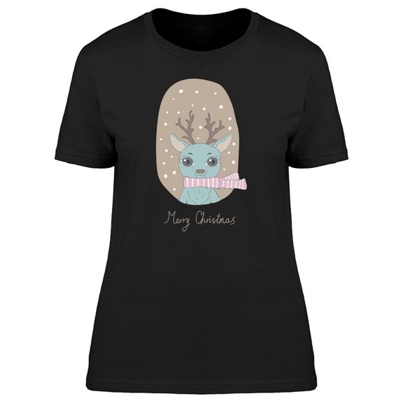Merry Christmas Grey Deer Tee Women's -Image by Shutterstock