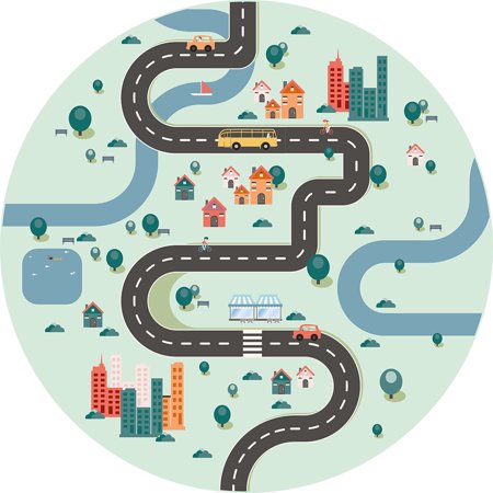 Highway Road Vinyl Mat  3.25  Round
