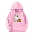 thumbnail image 4 of ZHOGXU Kids Halloween Boys Girls Hoodies With Pocket Long Sleeve Ghost Pumpkin Print Fashion Comfortable Sweatshirt For Casual Daily Wear Pink 11-12 Years, 4 of 4