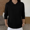 thumbnail image 2 of Women's Casual and Fashionable Lapel Long Sleeve Knitted Solid Color Top Sweater for Stylish and Versatile Outfits,Black,XL, 2 of 6