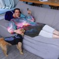 thumbnail image 4 of Wearable Blanket Hoodie,Colorful Starry Sky and Universe Oversized Sherpa Blanket Hoodie with Super Pockets,Super Warm Fuzzy Pullover for Women & Men, 4 of 6