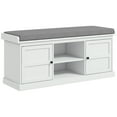 thumbnail image 1 of HOMCOM Banc de Rangement pour Chaussures avec Coussin, 2 Armoires pour Entrée, Blanc, 1 of 10