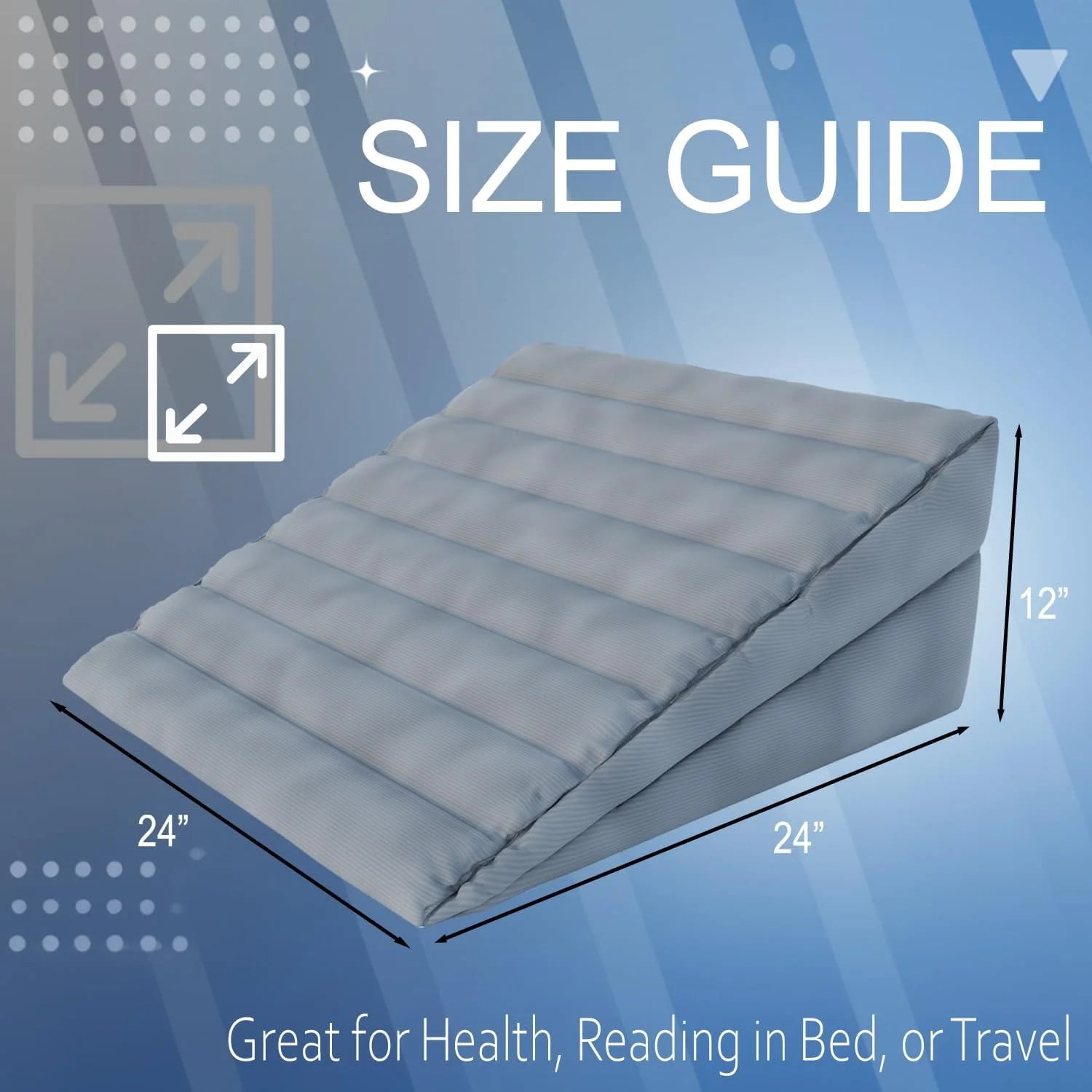 Boyd Sleep Inflatable Wedge Pillow with Pump and Auto Seal Valve, Gray
