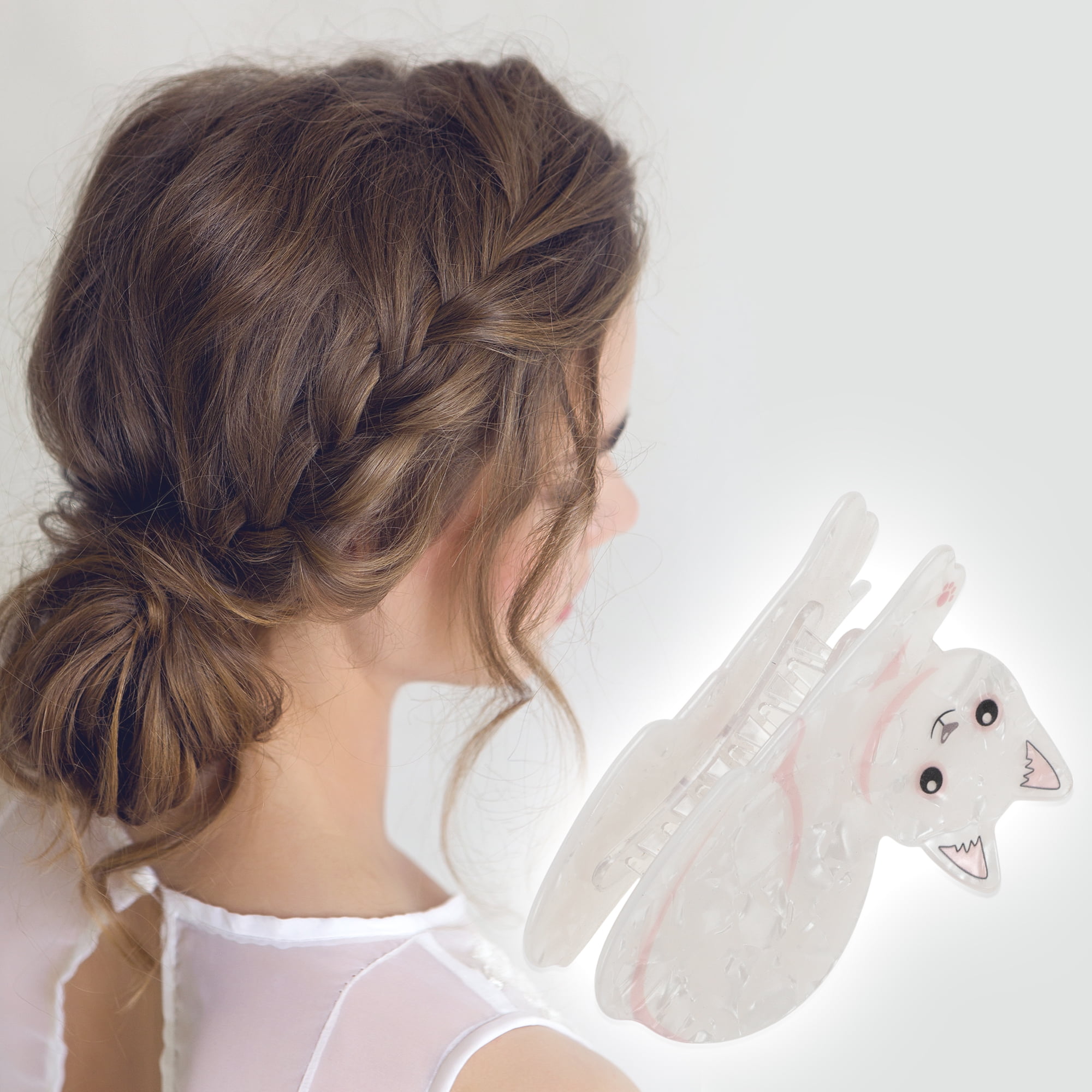 Unique Bargains Cute Cat Hair Clips Home Use Durable White