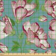 thumbnail image 2 of Ambesonne Floral Design Fabric by the Yard Upholstery, Retro Minimal Blooms, 3 Yards, Fern Green Pale Rose Rose, 2 of 5