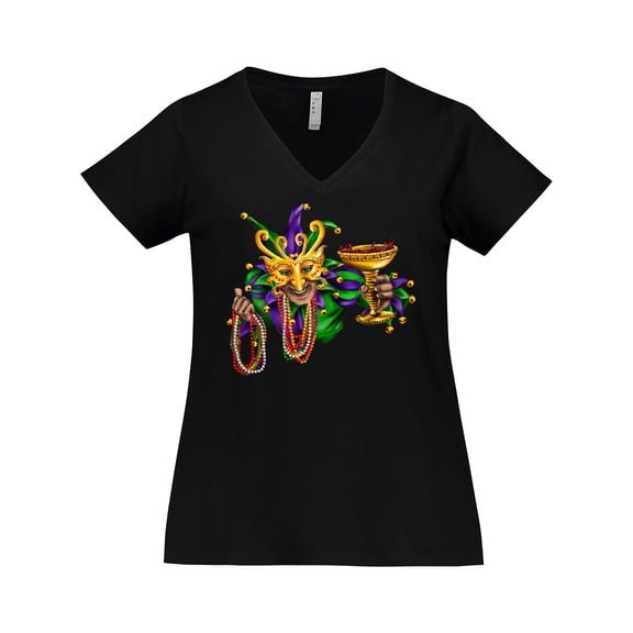 Inktastic Mardi Gras Jester Women's Plus Size V-Neck T-Shirt