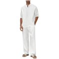 thumbnail image 2 of Suits for Men 2 Piece Long Sleeve,Fall Winter Outfits. Lightweight Breathable Soft Comfy Casual Cuban Henlwy Shirt and Loose Pants Sets,Mens Tracksuit for Travel,Wedding,Birthday, 2 of 9