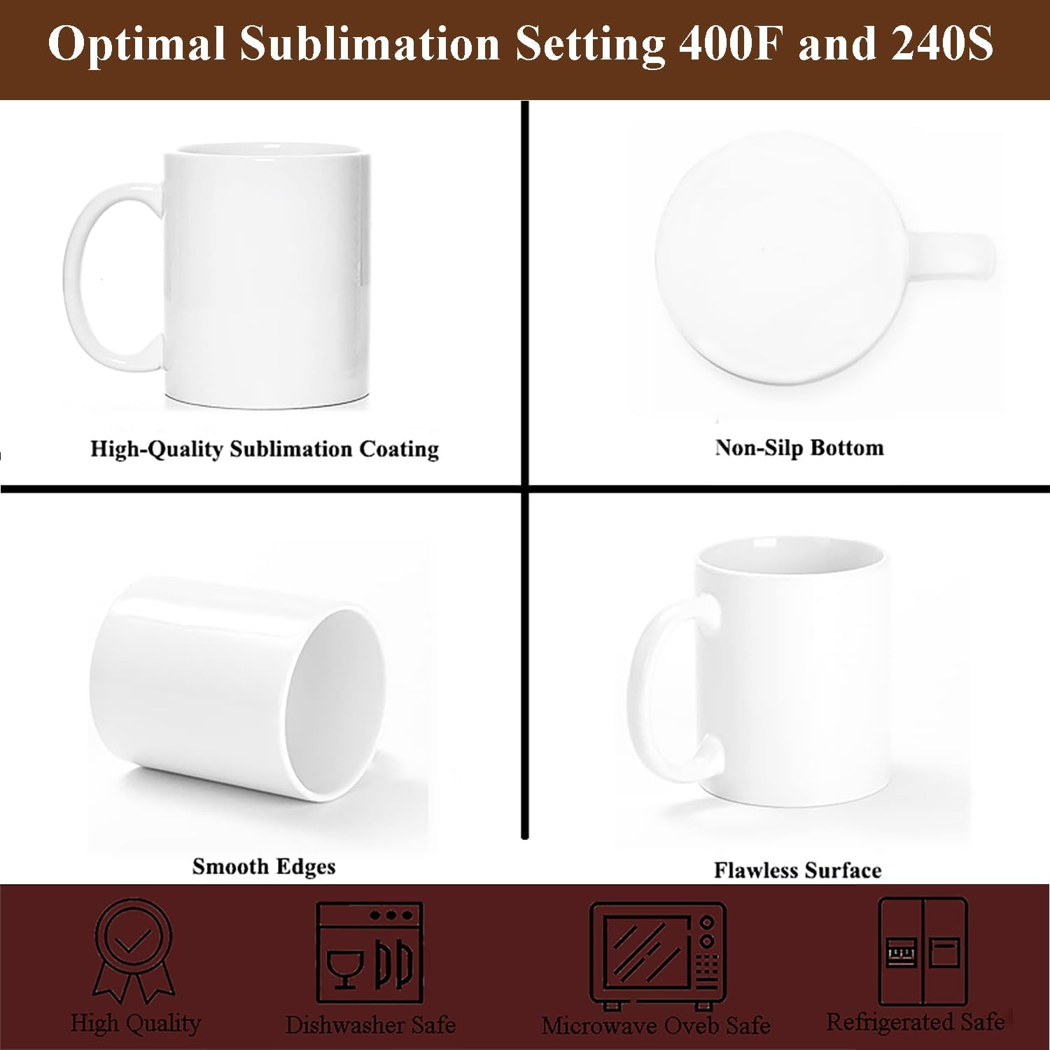 Sublimation Mugs, Sublimation White Coffee Mugs Tazas Para Sublimacion Blank 11 OZ With Box for for Coffee, Soup, Tea, Milk, Latte, Hot Cocoa Set of 12