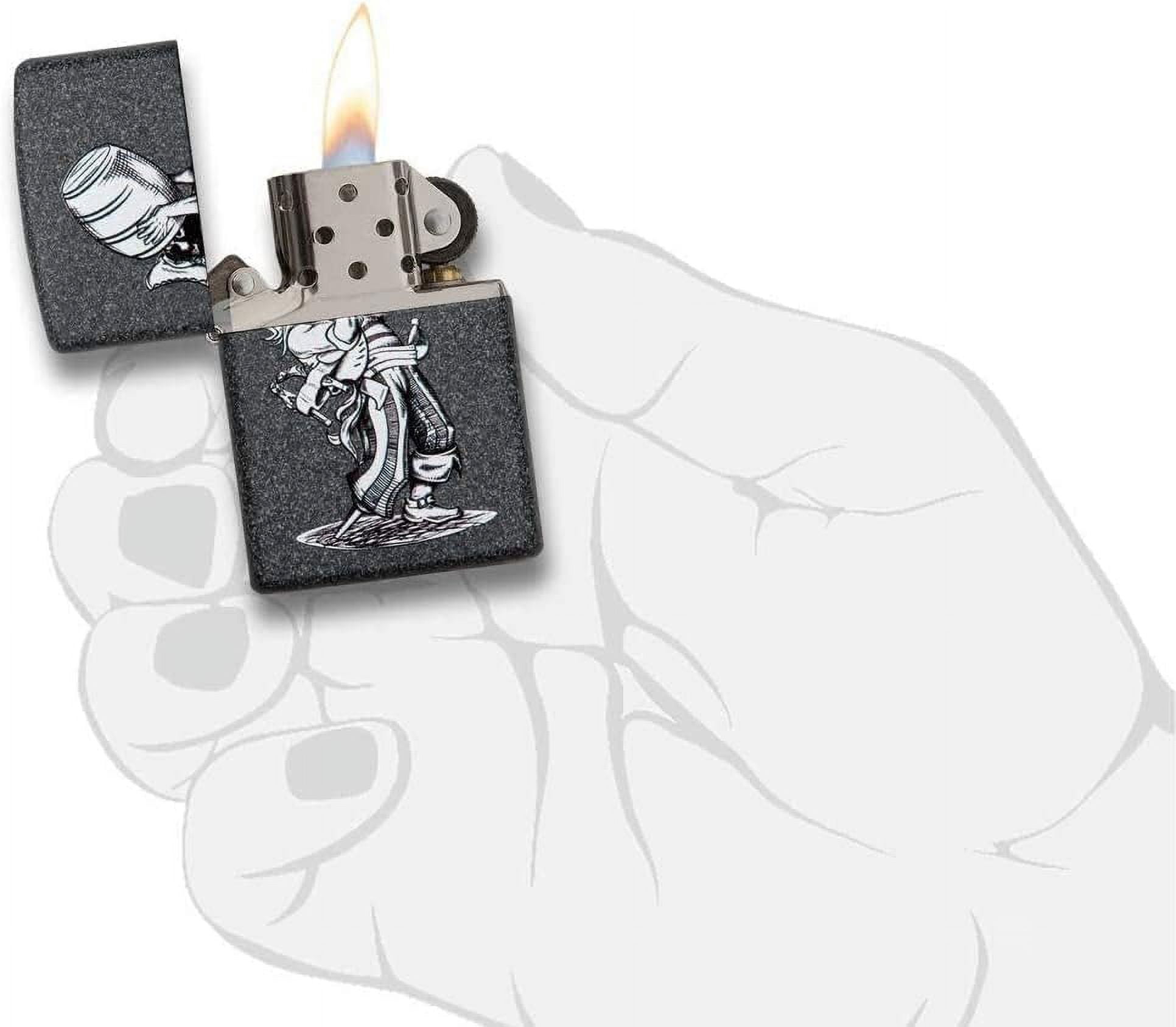 Zippo Lighter-Personalized Custom Message Engraved on Backside Pirate Drinking Barrell Funny Iron Stone Windproof Lighter Z5498