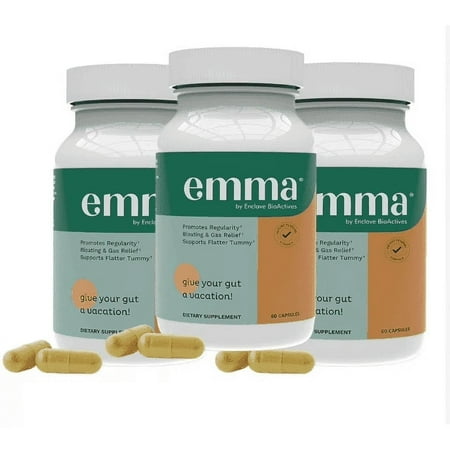 Emma Gut Health - Gas and Bloating Relief, Constipation, Leaky Gut Repair - Gut Cleanse & Restore Digestion 60 Capsules