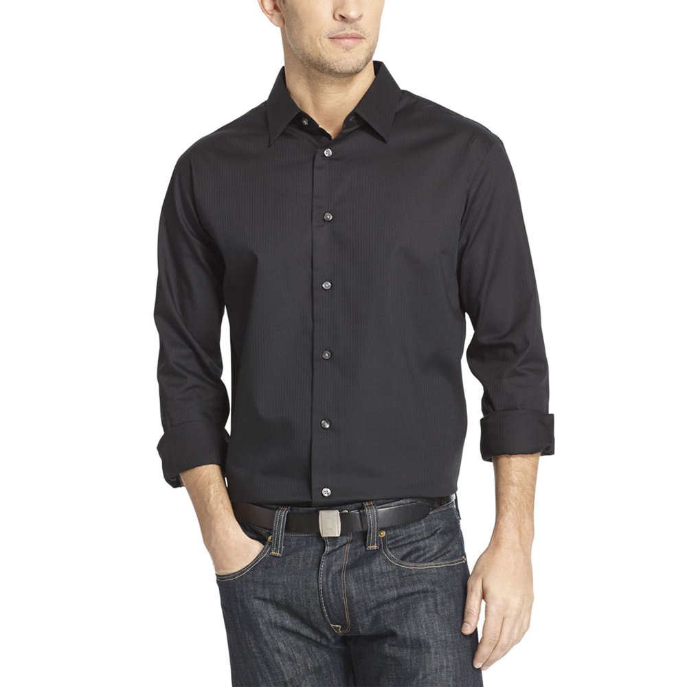 Van Heusen - Van Heusen Men's Sateen Striped Spread Collar Shirt ...