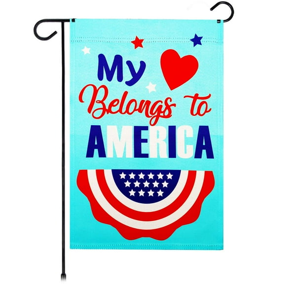 G128 Heart America Belongs Garden Flag 12x18 In Double Sided Independence Day Yard Garden Lawn Decoration