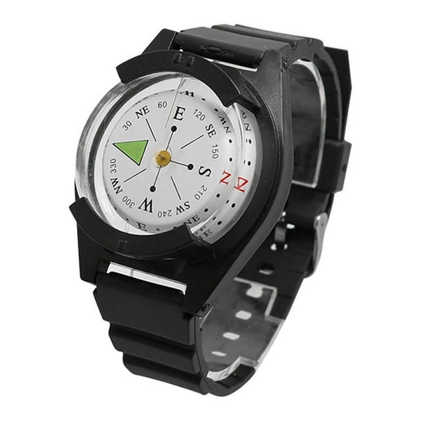 Reloj con brújula de muñeca, pulsera con correa de supervivencia al aire libre para senderismo, 2 uds.