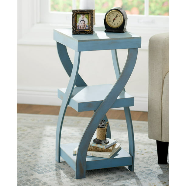 Antique Finish Twisted Side Table Distressed Black or White or Rustic ...
