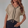 thumbnail image 4 of ZQUUVOU Women's Casual Printing Shirts Three Quarter Sleeve V Neck Button T-Shirt Tees Blouse Khaki, 4 of 6