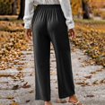 thumbnail image 4 of ShomPort Women Wide Leg Pants Tie Waist Solid Color Loose Casual Pants Fall Lounge Baggy Pants, 4 of 7