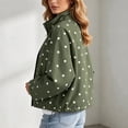thumbnail image 6 of ClodeEU Women's Polka Dot Stand Collar Jacket, Casual Zip Up Drawstring Hem Long Sleeve Outerwear ,Women's S-3XL, 6 of 7