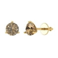 thumbnail image 2 of 1.5 Ct Round Cut Studs Champagne Crystal 18K Yellow Solid Gold Everyday Dainty Earrings Screw Back, 2 of 7