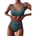 thumbnail image 1 of Women's Textured High Waisted Swimwear Bikini Set Bathing Suit, 1 of 4