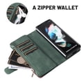 thumbnail image 4 of Dteck Samsung Galaxy Z Fold4 Wallet Case Zipper Pocket PU Leather Card Slot Purse Folio Flip Magnetic Phone Cover with Wrist Strap for Samsung Z Fold4 2022,Green, 4 of 6
