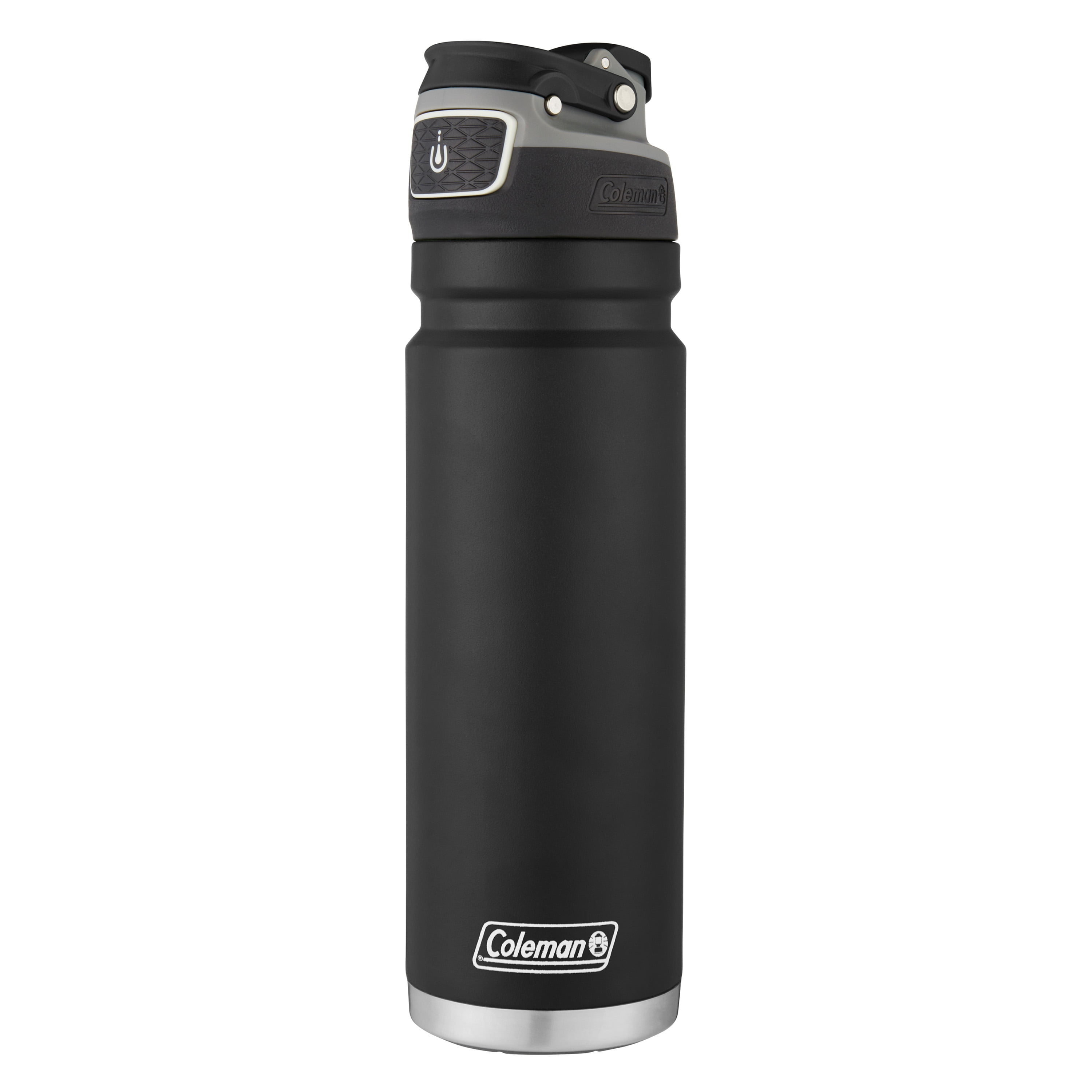 Coleman FreeFlow AUTOSEAL Stainless Steel Water Bottle, 24 oz (709 ml), Black, BPA-Free