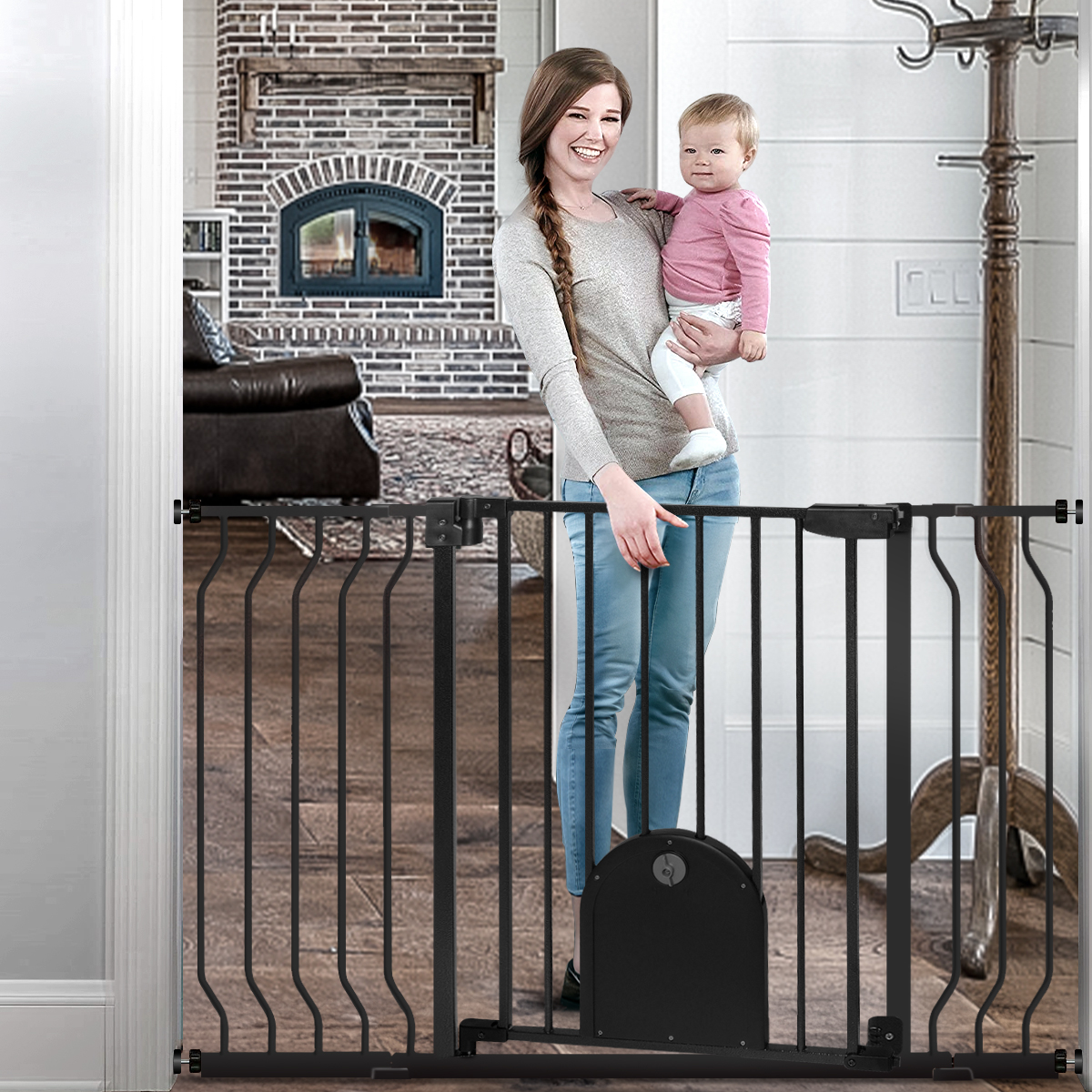 HDJ Wide Baby Gate,Pressure Mount Walk Through