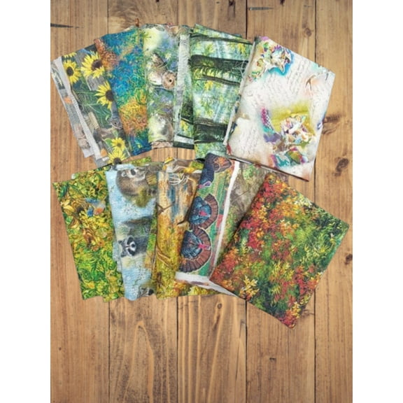 10 Fat Quarters - Assorted Walk Through the Forest Wildlife Fat Quarter Bundle
