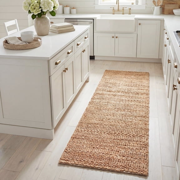 SAFAVIEH Natural Fiber Henrika Braided Runner Rug, Natural, 2'3" x 12'